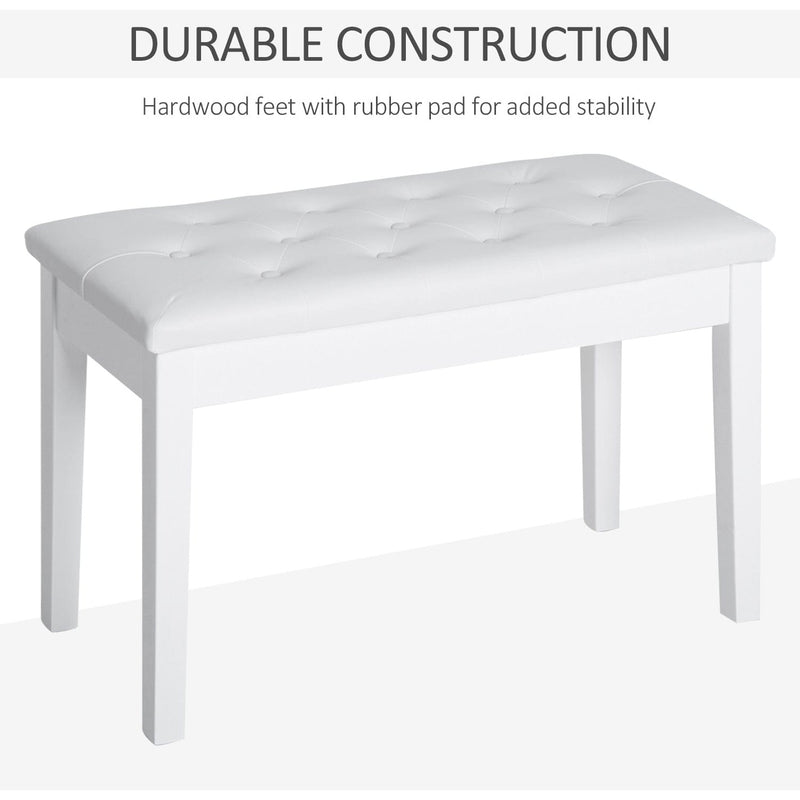 White Piano Stool With Storage
