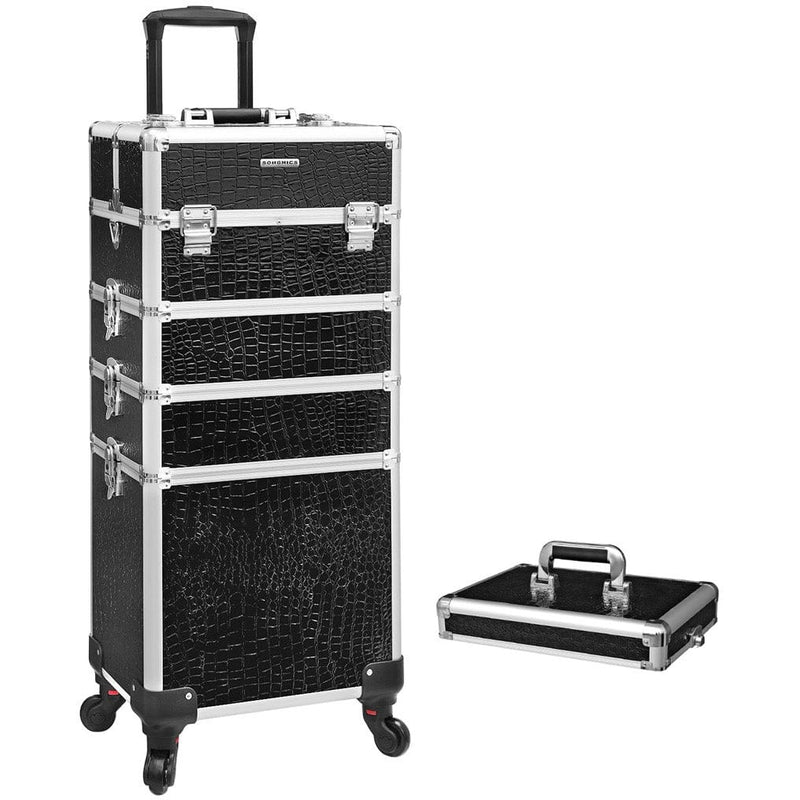 Makeup Trolley Case on Wheels, Black Songmics