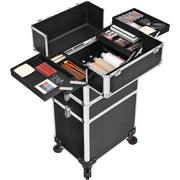 Makeup Trolley Case on Wheels, Black Songmics