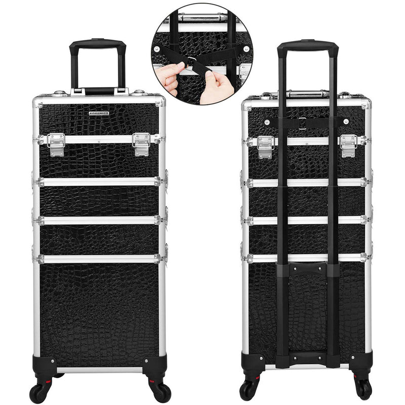 Makeup Trolley Case on Wheels, Black Songmics
