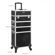 Makeup Trolley Case on Wheels, Black Songmics