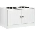 Raised Dog Bowls with Stand, 2 Bowls - White, 60x30x35.5cm Pawhut