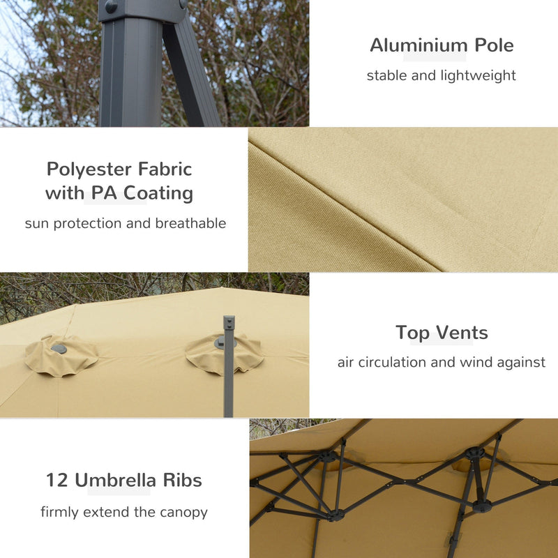 4.5m Roma Double Sided Cantilever Parasol With Cross Base