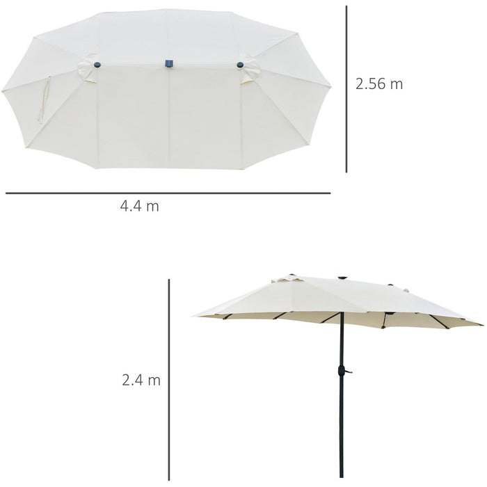 4.4m Double Sided LED Garden Parasol - Patio Sun Shade