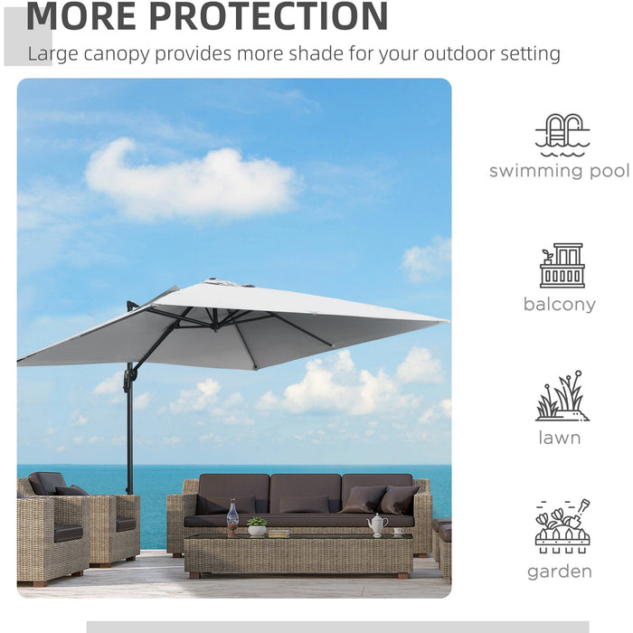 2.7x2.7m Cantilever Parasol - Light Grey