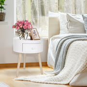 Modern Round Wooden Coffee Table Storage - White Homcom