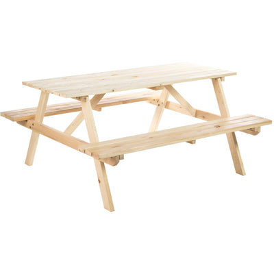 4 Seater Picnic Table with Umbrella Hole Outsunny