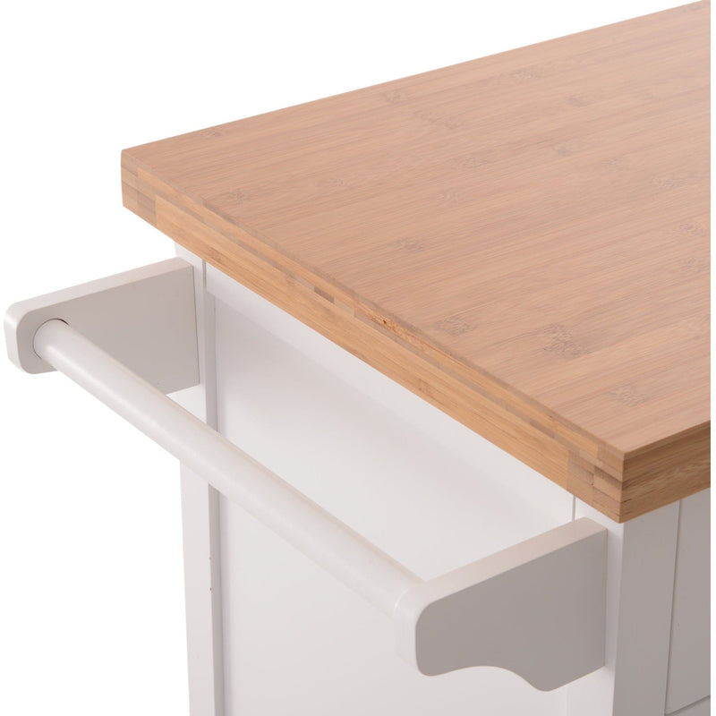 Kitchen Storage Trolley, Drawer, Cupboard, Towel Rail, White