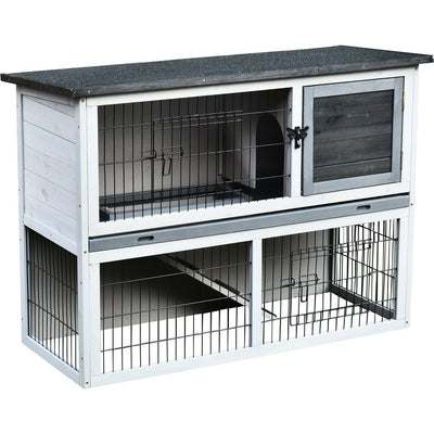 Outdoor Rabbit Hutch, Grey Pawhut