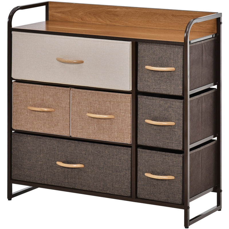 7-Drawer Fabric Dresser, Mixed Brown/Beige