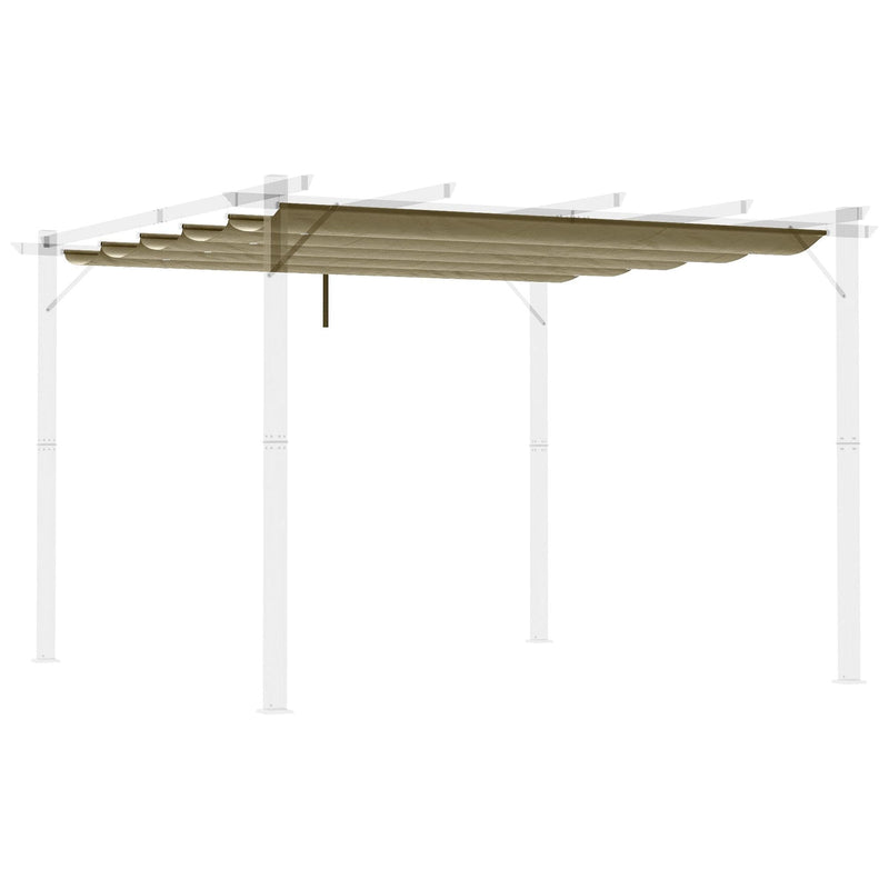 Outsunny Retractable Pergola Shade Cover, Replacement Canopy Fabric for 3 x 3 (m) Pergola, Gazebo Retractable Roof, Tan
