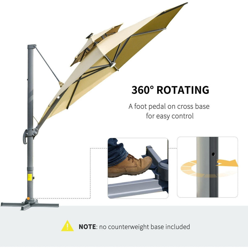 3m Cantilever Parasol With Solar Lights, Power Bank