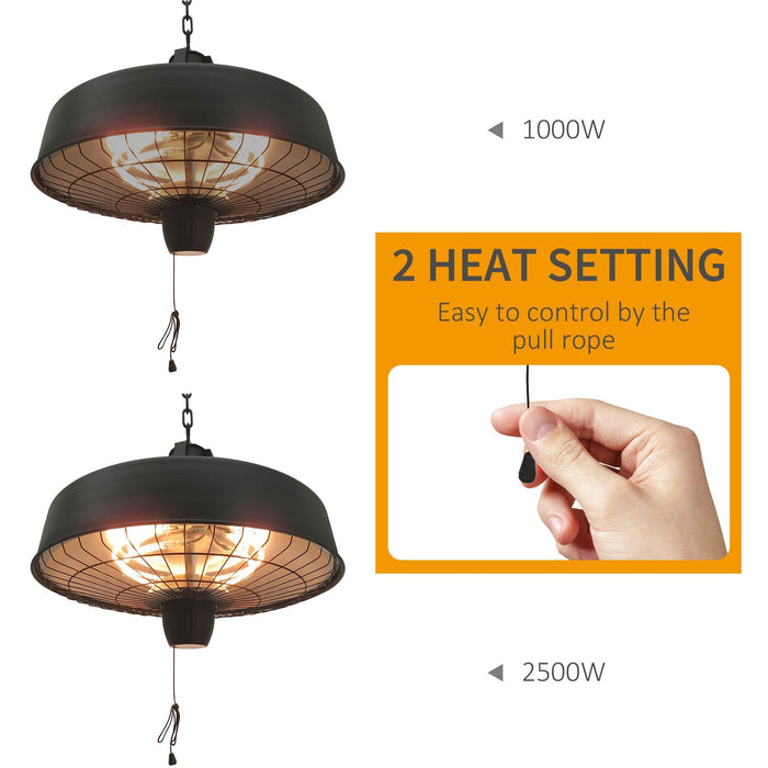 1000/2500W Ceiling Mounted Infrared Outdoor Halogen Heater