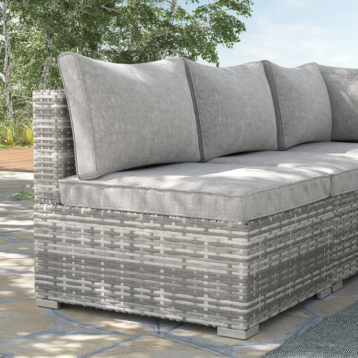 Rattan Single Middle Sofa with Cushions for Outdoor Use