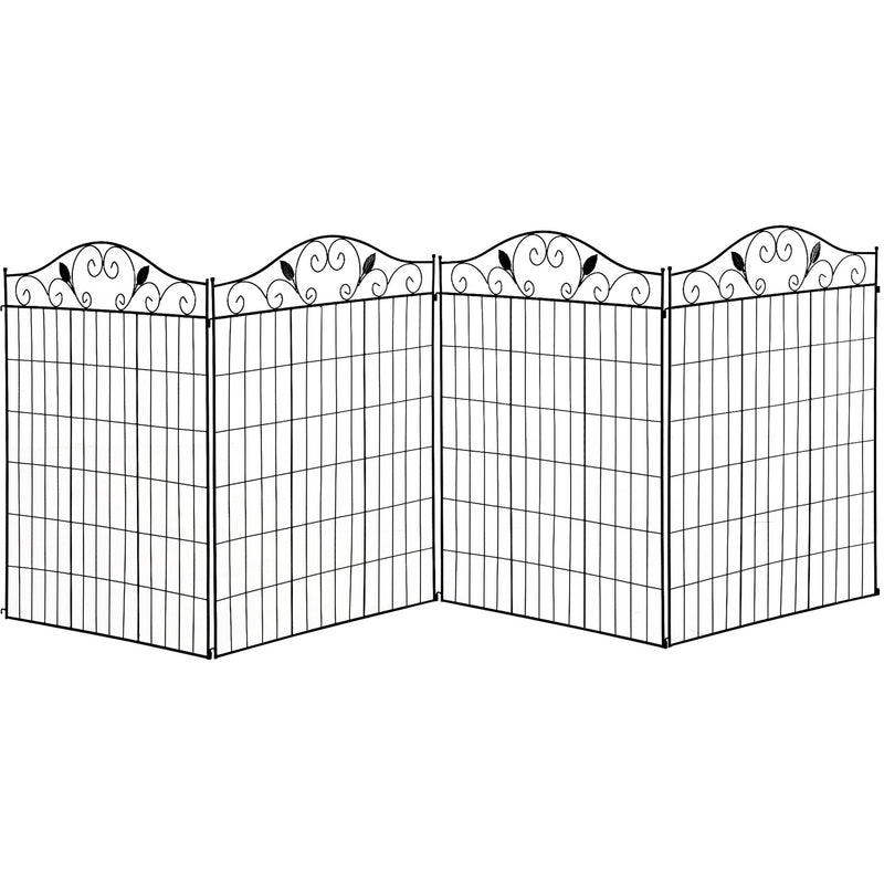 4 Panels Metal Garden Border Fence 44in