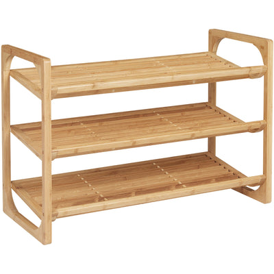 Bamboo 3-Tier Shoe Rack: Slatted, Holds 9 Pairs Homcom