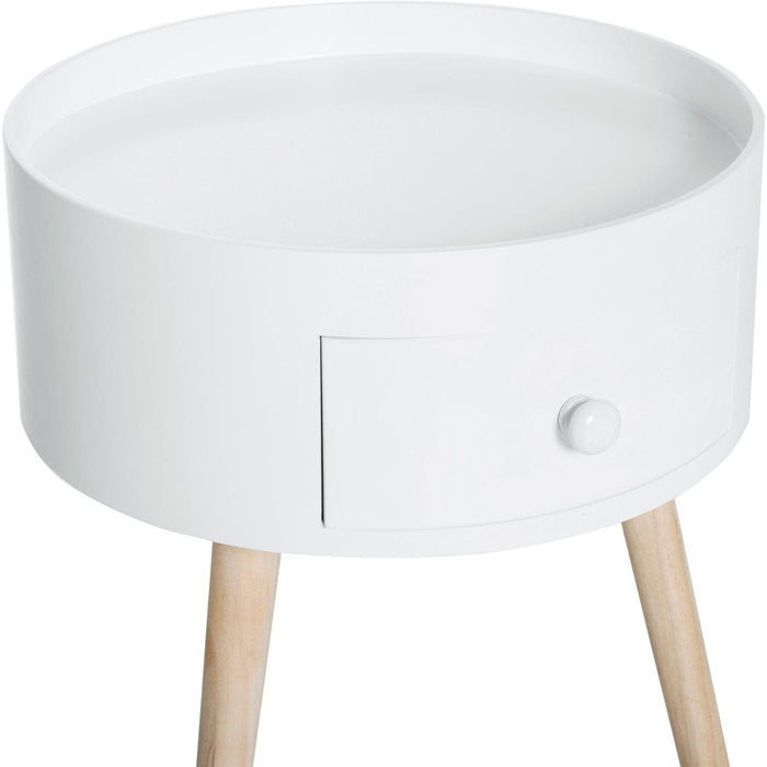 Modern Round Wooden Coffee Table Storage - White