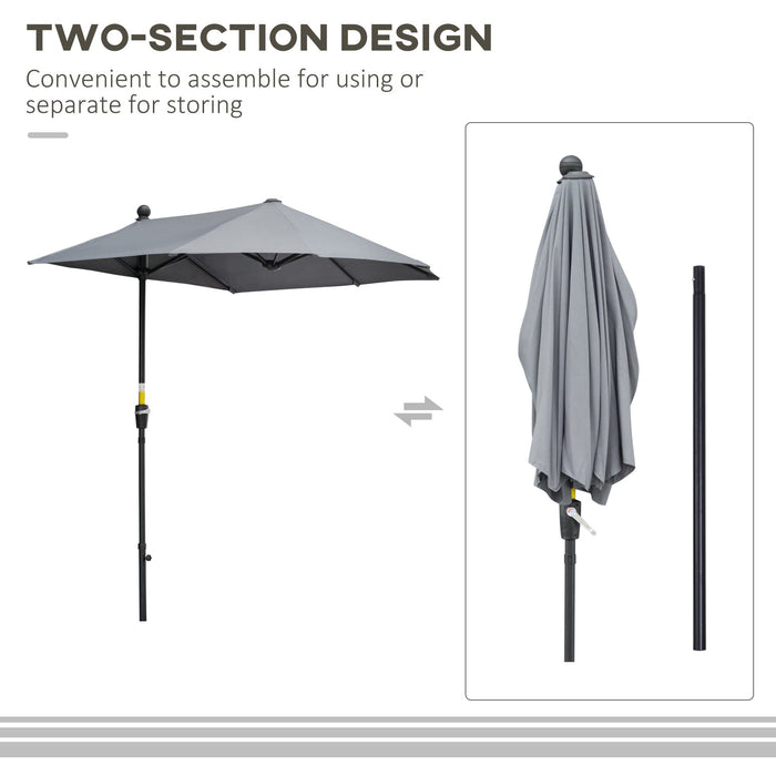 2m Half Garden Parasol, Dark Grey