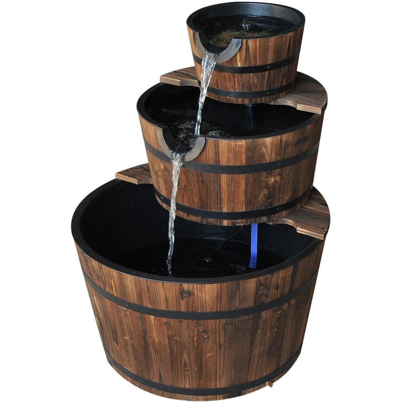 Wooden Water Pump Fountain, Cascading Garden Feature Outsunny