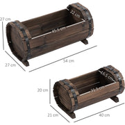 2pc Wooden Barrel Planter Outsunny