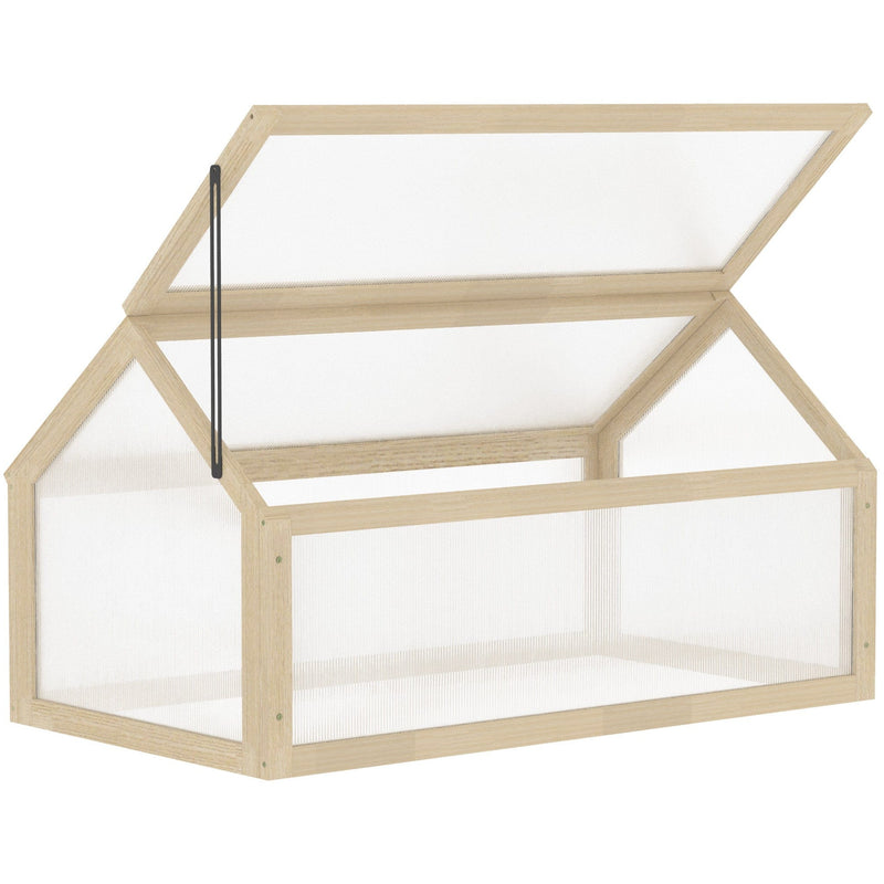 Small Wooden Cold Frame Greenhouse, Polycarbonate Panels