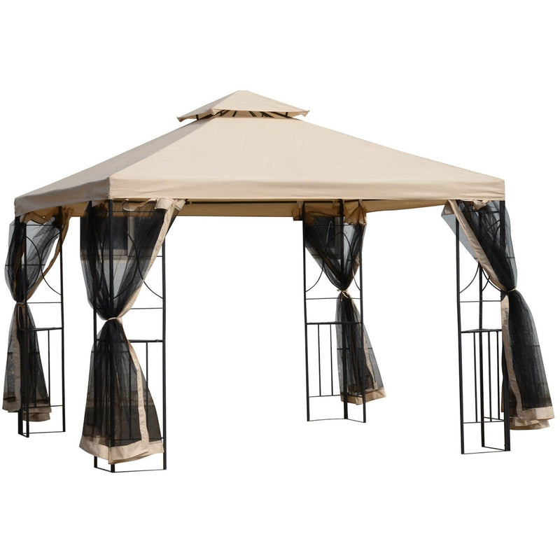 Stylish Metal Frame Gazebo With Mesh Sides, 3x3m