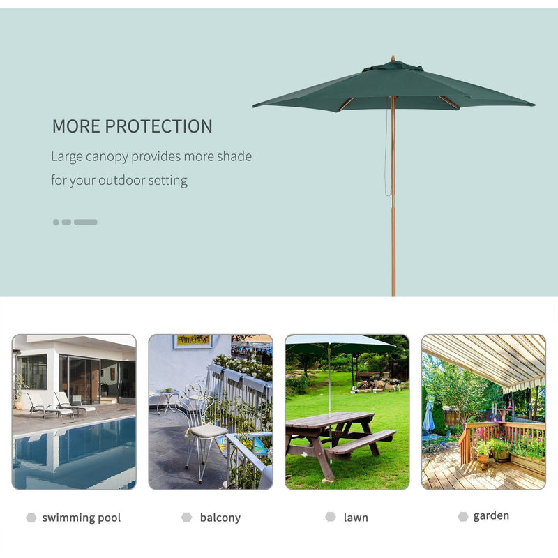 2.5m Wooden Garden Parasol