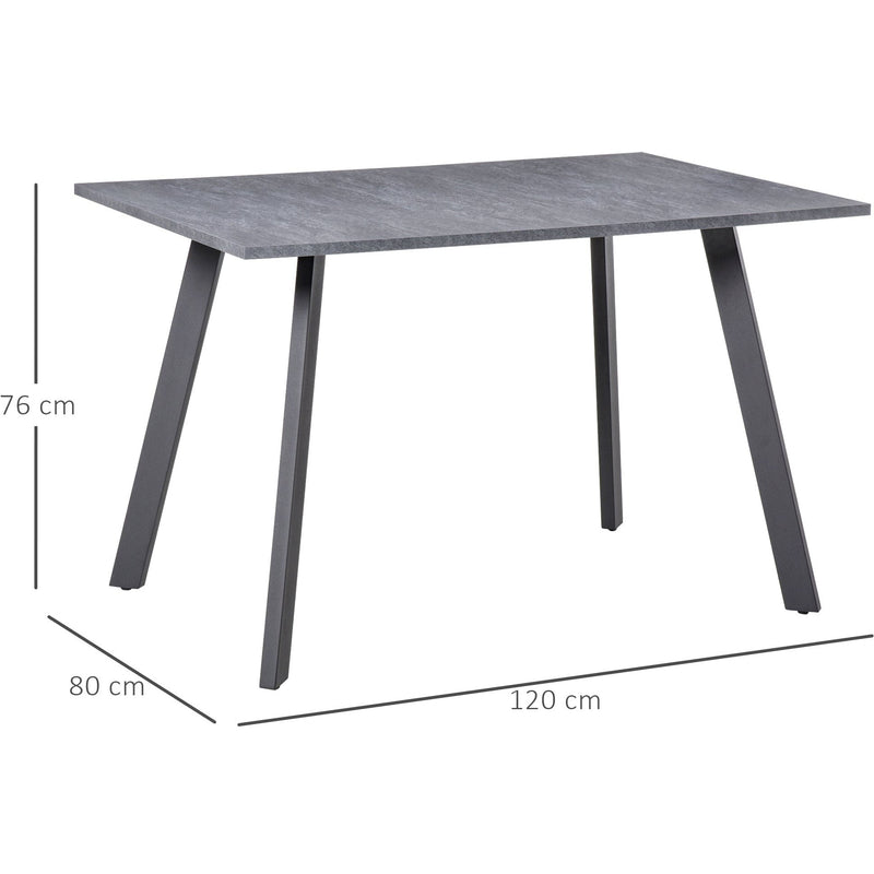 Dining Table, Metal Legs, Spacious Top, Dark Grey