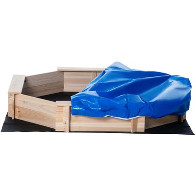 Outsunny Kids Wooden Octagon Sandbox, Outdoor Children Playset for Backyard, with polyester Cover for 3-8 years old, 139.5 x 139.5 x 21.5 cm Outsunny