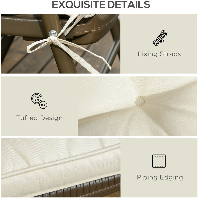 Outsunny Garden Seat Cushion with Ties, 40 x 40cm Replacement Dining Chair Seat Pad, Cream White Outsunny