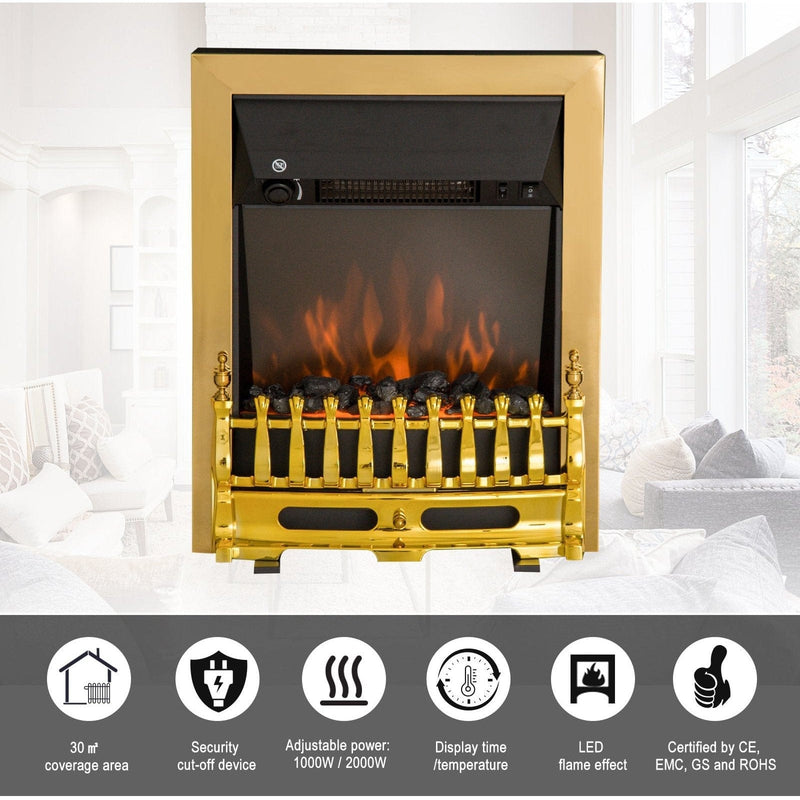 Electric Fireplace With Golden LED Flame