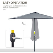 2.7m Half Parasol for Balcony - 5 Steel Ribs Outsunny