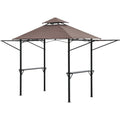 Garden Barbecue Shelter with Waterproof Canopy and Side Shelves for All Weather Cooking Coffee Outsunny