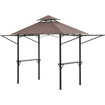 Garden Barbecue Shelter with Waterproof Canopy and Side Shelves for All Weather Cooking Coffee Outsunny