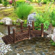 Wooden Garden Bridge, Stained Finish, Outdoor Pond Walkway Outsunny