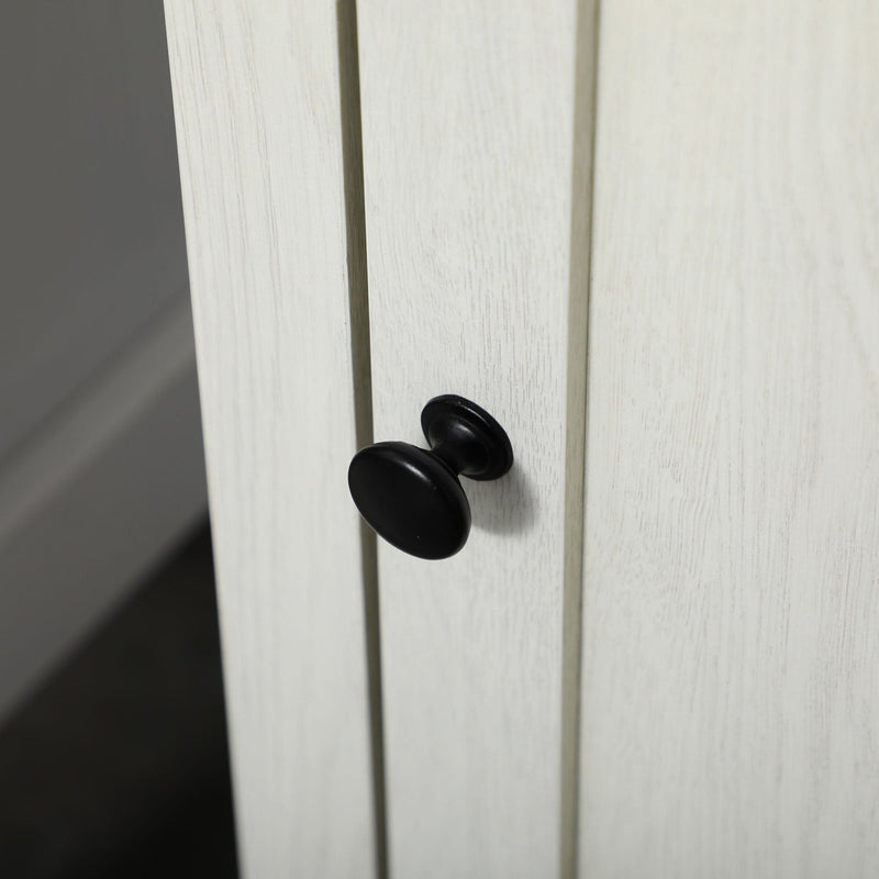 White Tall Bathroom Cabinet With Door & Adjustable Shelves Kleankin