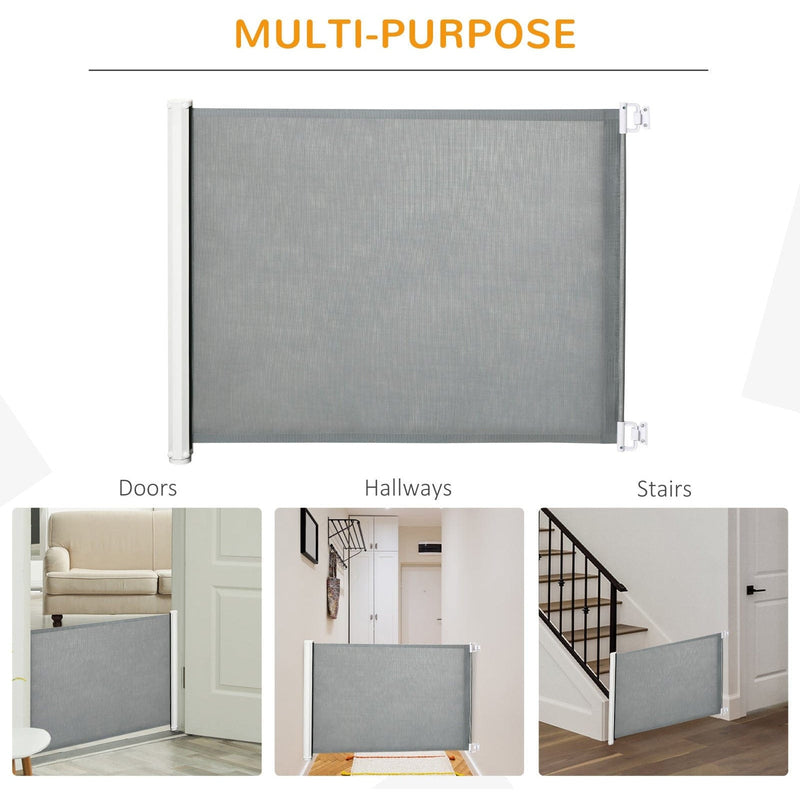 Retractable Gate For Stairs, Pet/Baby, 115 x 82.5cm, Grey