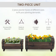 2pc Wooden Barrel Planter Outsunny