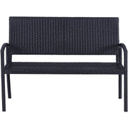 Outsunny Rattan Chair 2-Seater Loveseat-Black Outsunny