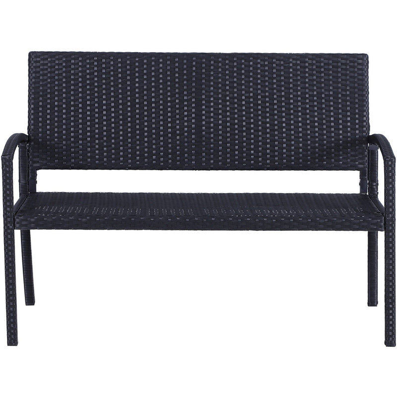 Outsunny Rattan Chair 2-Seater Loveseat-Black Outsunny