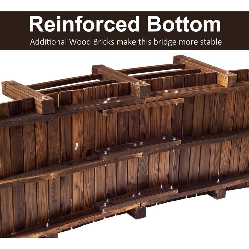 Wooden Garden Bridge, Stained Finish, Outdoor Pond Walkway Outsunny
