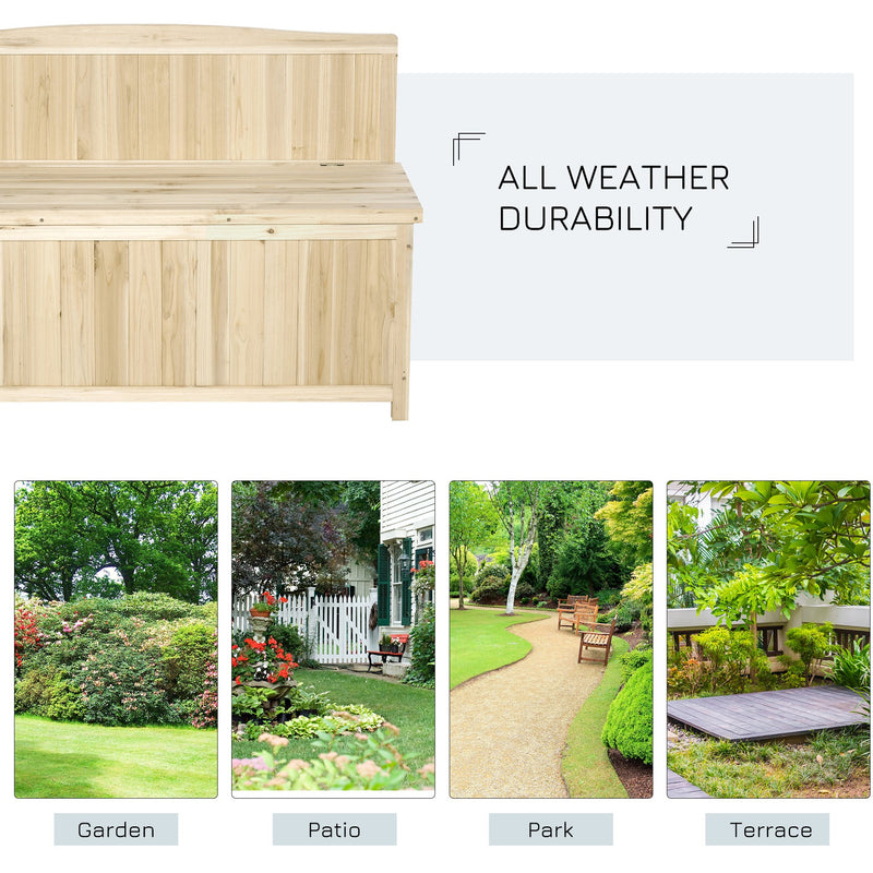 Garden Arch Wood Bench with Outdoor Storage Box