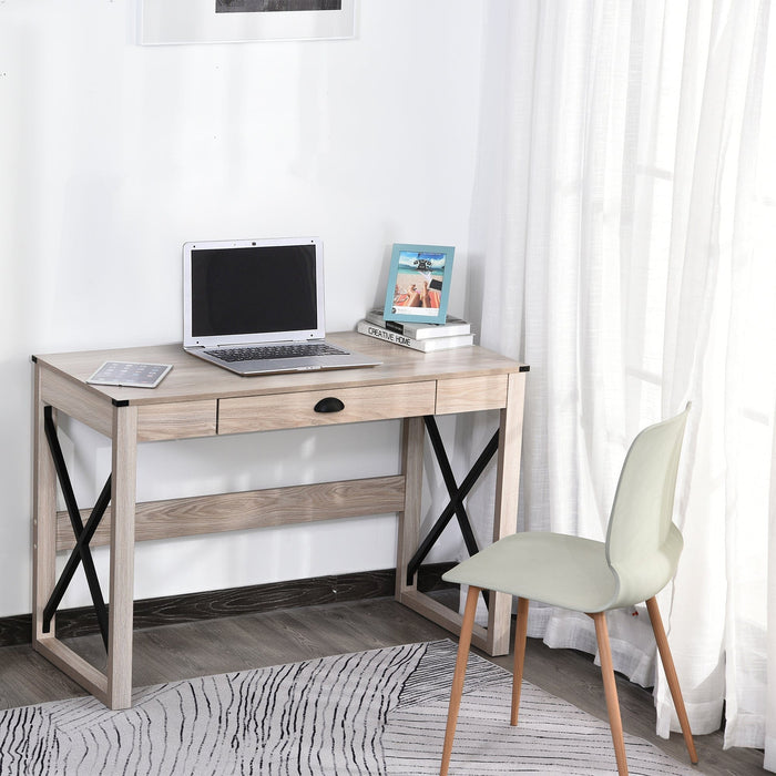 Spacious Computer Desk with Drawer, Home Office, 112x51x76cm