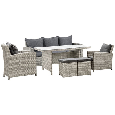 Rattan Garden Dining Set, 7 Seater Outsunny