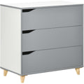 3 Drawer Bedroom Chest, Grey Homcom