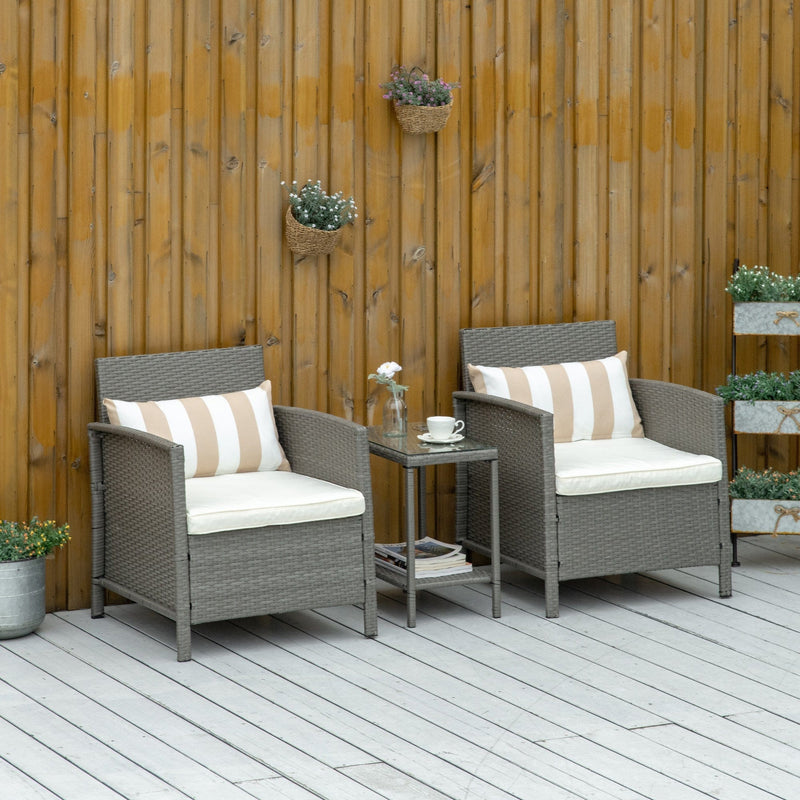 Rattan Garden Bistro Set With Comfy Armchairs