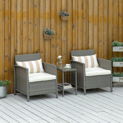Rattan Garden Bistro Set With Comfy Armchairs Outsunny
