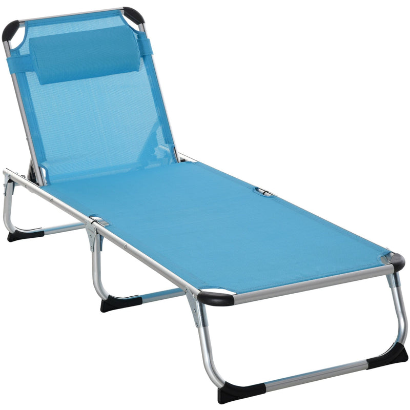 Foldable Sun Lounger, 5-Level Adjustable Back