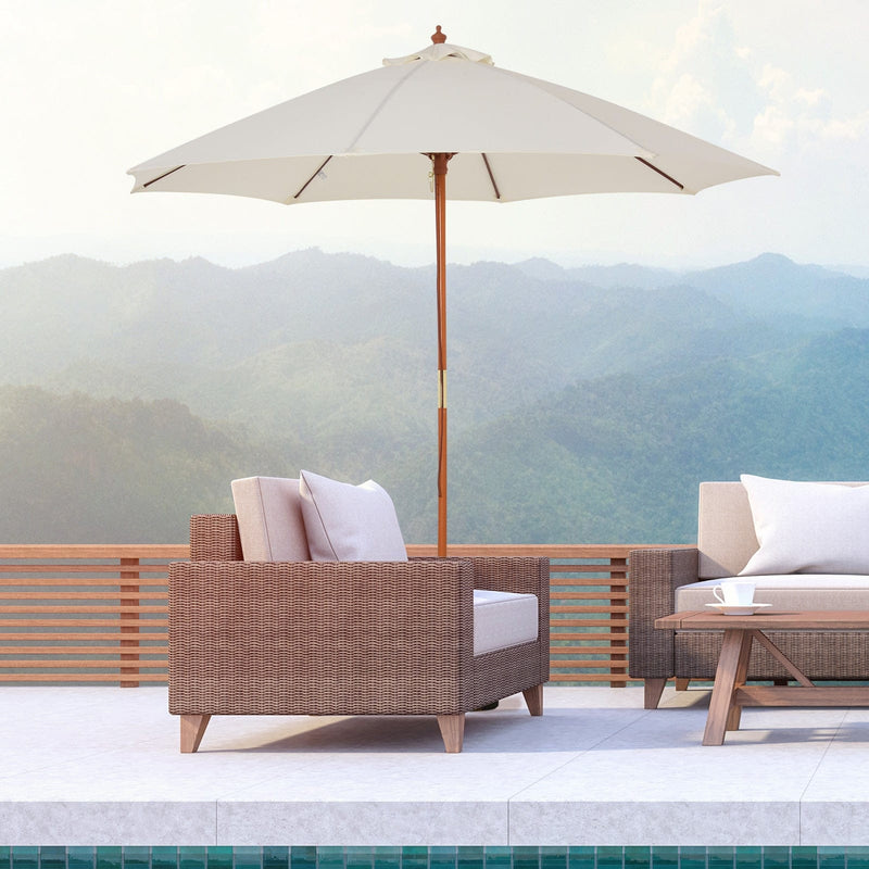 2.5m Wooden Garden Parasol - Top Vent