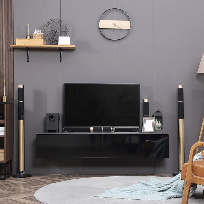 Floating 70" TV Unit in Grey & Black Gloss